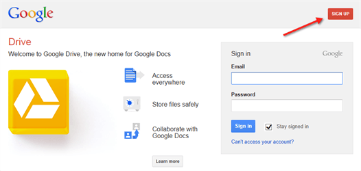 Google drive sign in